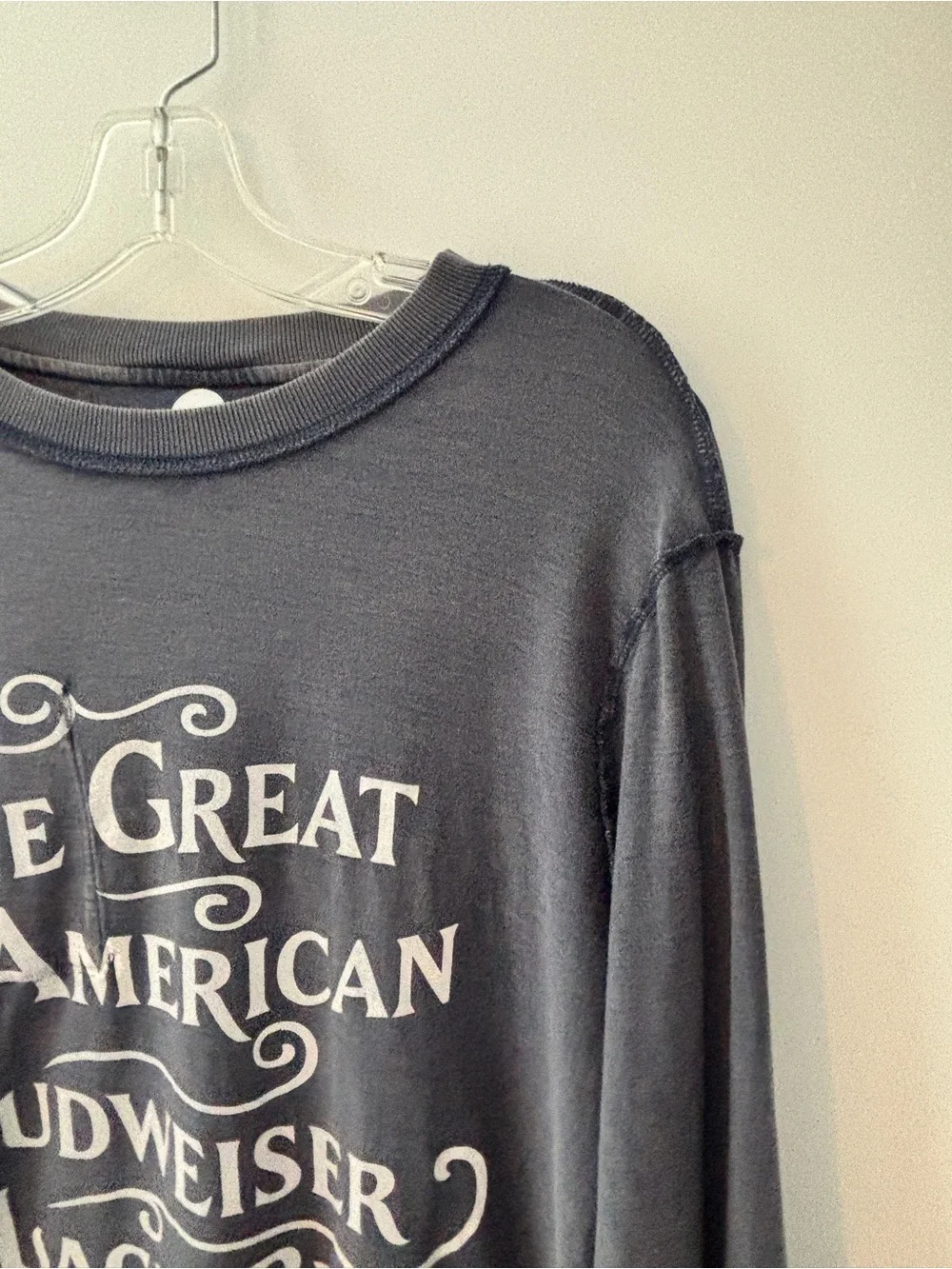 Budweiser PacSun Reversible Long Sleeve Pocket T-Shirt Retro Beer Logo Tee S - Picture 11 of 15